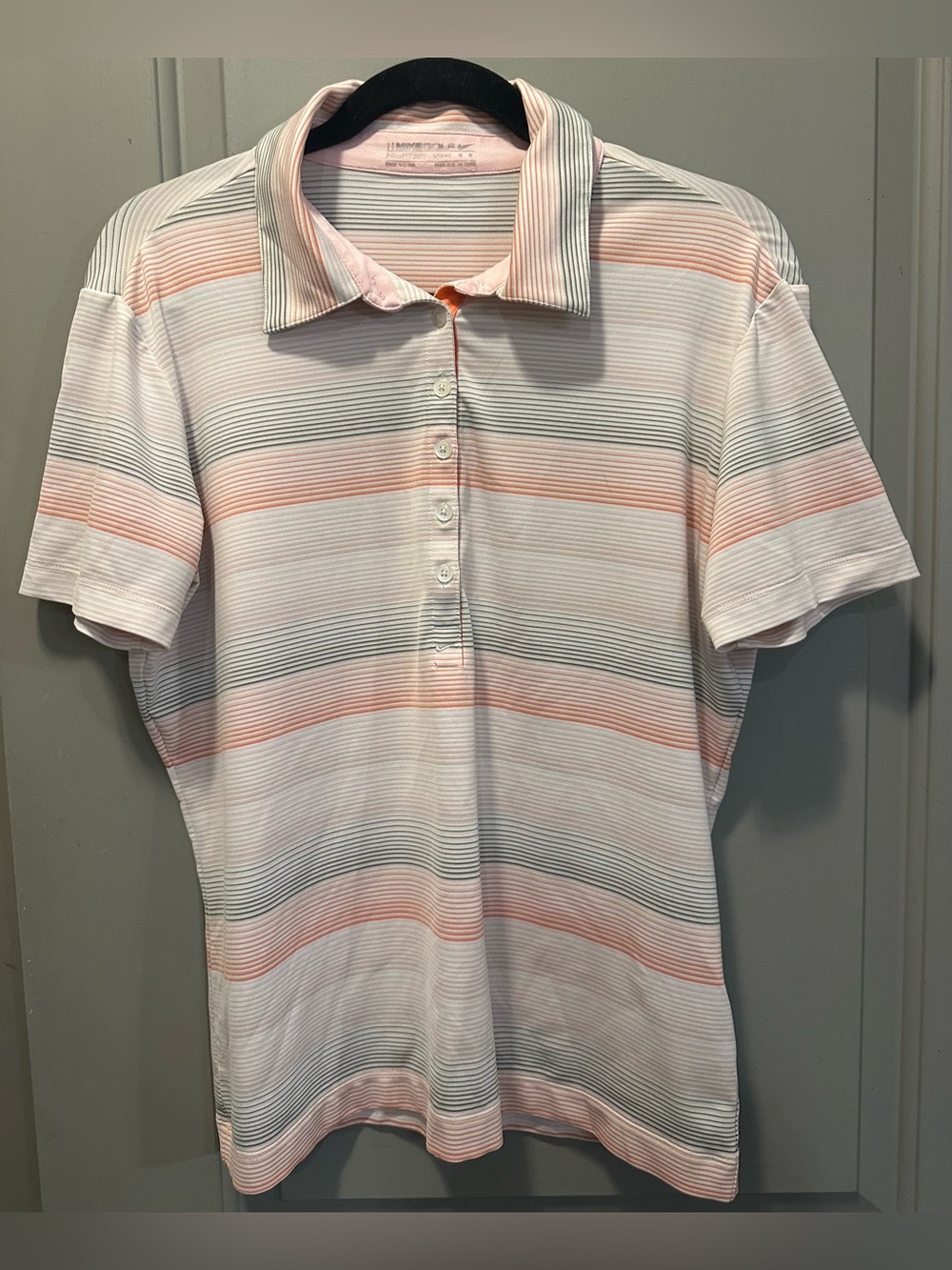 Nike Golf Size L (12-14) Striped Polo Shirt EUC